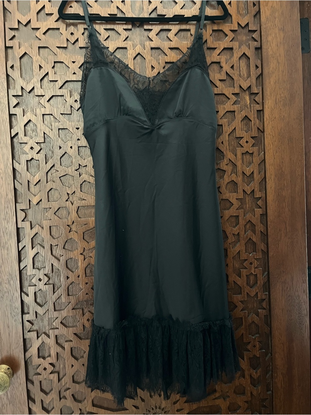 Women's Black Lace-Trim Slip Dress